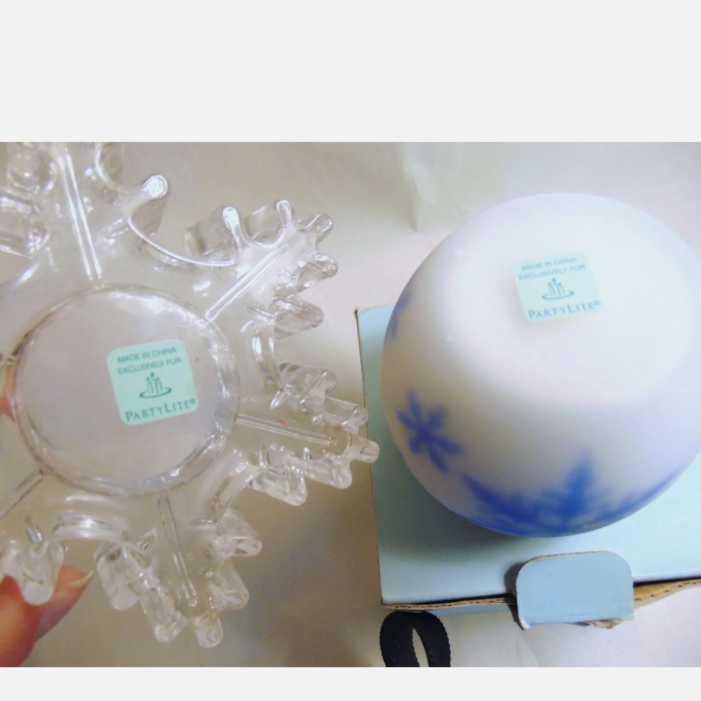 PartyLite Snowflake Tealight Holders 2pc Cottagecore Scandinavian Cobalt Blue - Picture 6 of 7